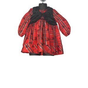 Pippa and Julie Baby Girls Fit And Flare Dress Red Floral Long‎ Sleeve Jacket 2T